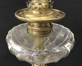 Antique Brass & Glass Victorian Floor Lamp