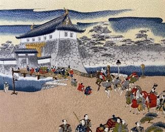 Edo Castle Lithograph on Fabric Artwork