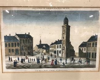 French Engraving Townscape Artwork