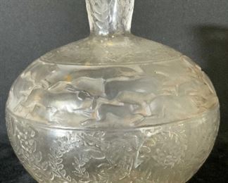 LALIQUE Antique Signed Lievres Art Glass Vase