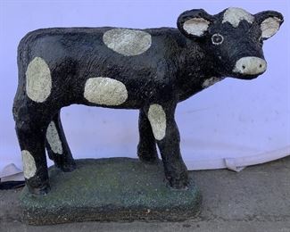 Antique Stone Cow Garden Sculpture