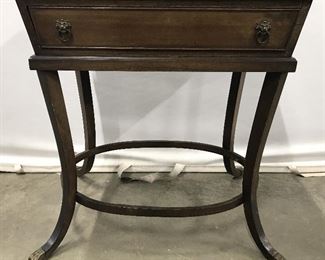 Vintage Carved Wooden Side Table W Paw Feet