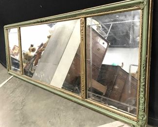Vintage Wood Frame 3 Panel Wall Mirror