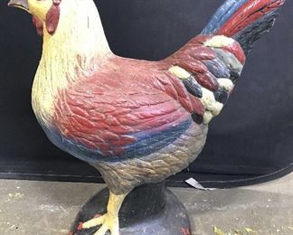 Vintage Painted Cast Iron Rooster Statue Ornament
