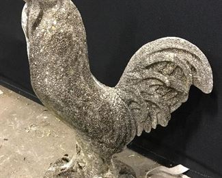 Vintage Stone Rooster Garden Statue Ornament 23 in