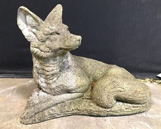 Vintage Cement Outdoor Fox Lawn Ornament 16 in H