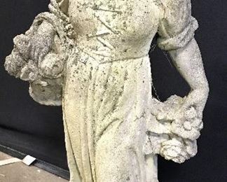 Vintage Cement Female Figure Garden Statue 30 in H