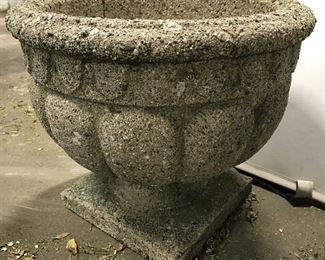Outdoor Pedestaled Cement Garden Urn 18 in H