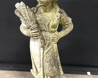 Vintage Cement Female Figure Garden Statuary 30in