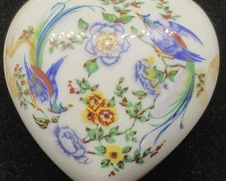LIMOGES FRANCE Heart Shaped Ceramic Trinket Box
