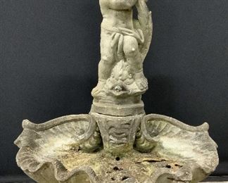 Vintage Stone Cherubic Fountain Statue 38 in H