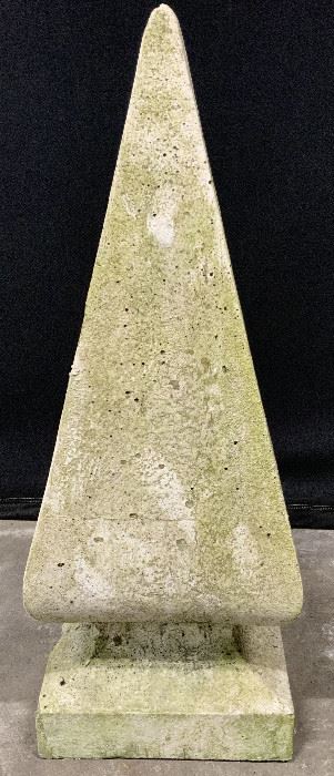 Vintage Cast Concrete Obelisk Garden Statue 21in h
