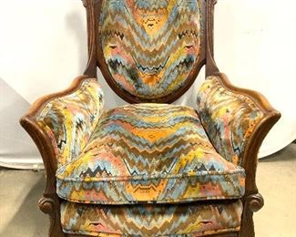 Antique Rococo Style Upholstered Armchair