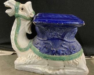 Pair Painted Vintage Porcelain Camel Garden Stools