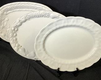 Set 3 White Porcelain Serving Platters, England