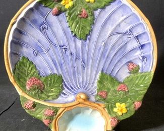 Vintage Hand Painted Hors dOeuvres Plate W Dip