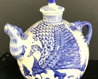 Asian Blue & White Porcelain Tea Pot