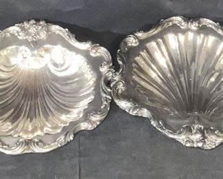 Pair BLACKINGTON Vntg Silver Plate Shell Dishes