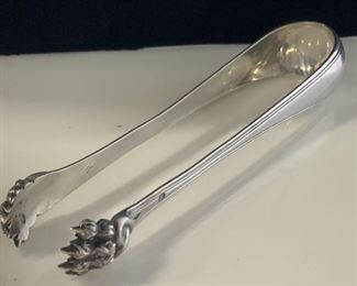 P&B STERLING SILVER LION CLAW TONGS, Vintage