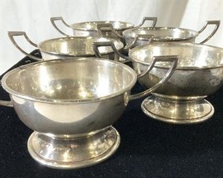 Set 5 STERLING Cup Holders With Handles