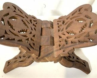 Carved Wooden 'X’ Book Stand, Holy Book Stand