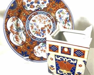 Group 2 FINE Asian Porcelain Plate & Shelf Planter
