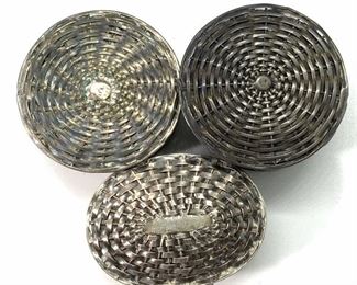 Lot3 Vntg Mexican Sterling Basket Form Pill Boxes