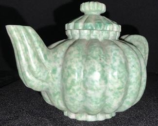 Asian NATURAL GREEN STONE Miniature Teapot
