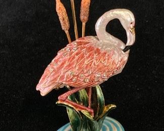 NOBILITY Flamingo Enamel Trinket Box, Original Box