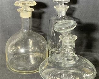 Lot 3 Vintage Clear Art Glass Decanters