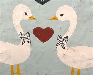Folk Art Stool, Hand Painted with Ducks

