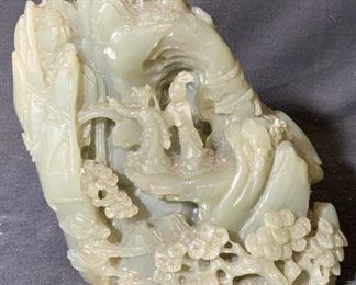 Intricate Chinese Hand Carved Jade Sculpture
