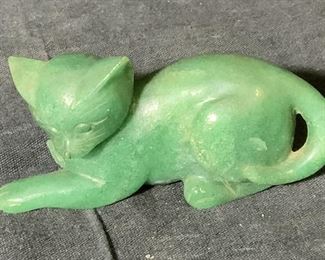 Chinese Hand Carved Cat Sculpture
