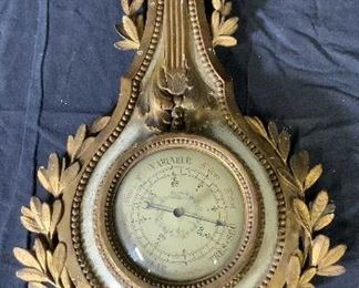 Vintage French Barometer W floral Frame
