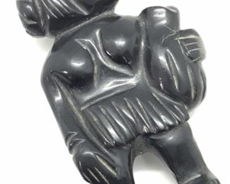 VNTG NATURAL BLACK STONE Carved Person Figural
