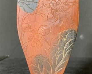 Collectible Asian NATURAL RED STONE VASE Figural
