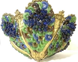 Vntg MURANO Venetian Glass Grape Floral Chandelier

