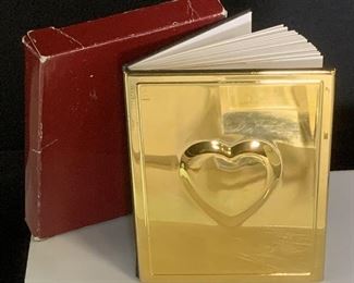Brass Coated Address Book w Heart, Org Box
