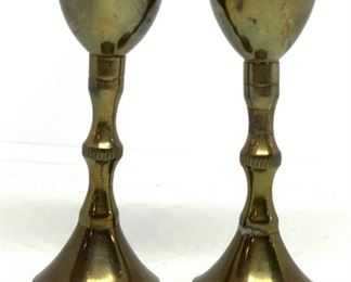 Pair Petite Brass Chalices Vessels
