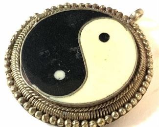 Vintage Asian Enamel YIN & YANG Pendant, Jewelry

