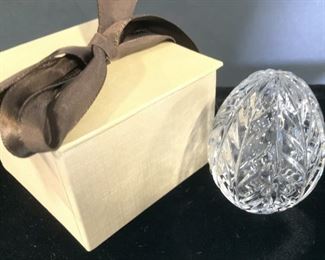 COLLECTIBLE FABERGÉ CUT CRYSTAL EGG, Signed, box
