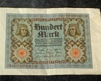 Antique 1920 German Currency, Hundert Mark

