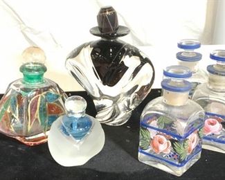 Lot 6 Art Glass Perfume Bottles/Apothecary Bottles
