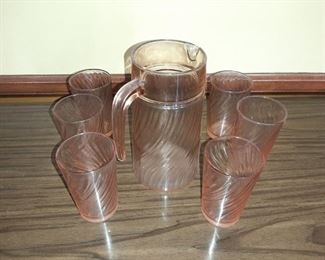 PINK PITCHER & GLASSES SET