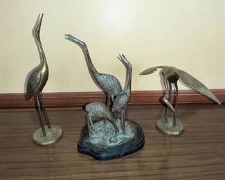 BRASS CRANE FIGURINES