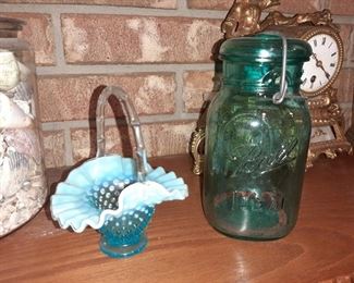 HOBNAIL BASKET - GREEN BALL IDEAL JAR