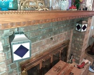 2 STAINED GLASS CANDLE LAMPS