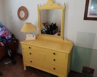 ANTQ. DRESSER, PAINTED YELLOW