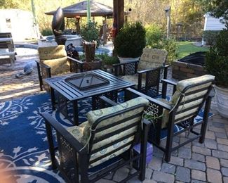 Set of 5-  4 Chairs and fire pit