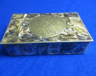 Mexican Abalone Aztec Calendar Box